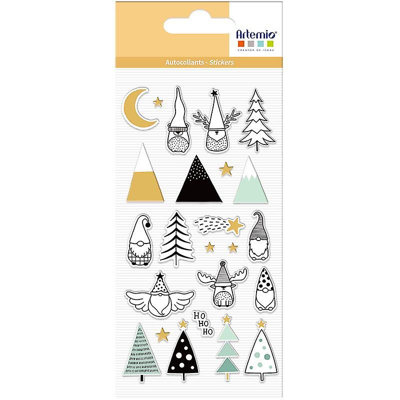 24 Christmas puffies stickers - elves and trees