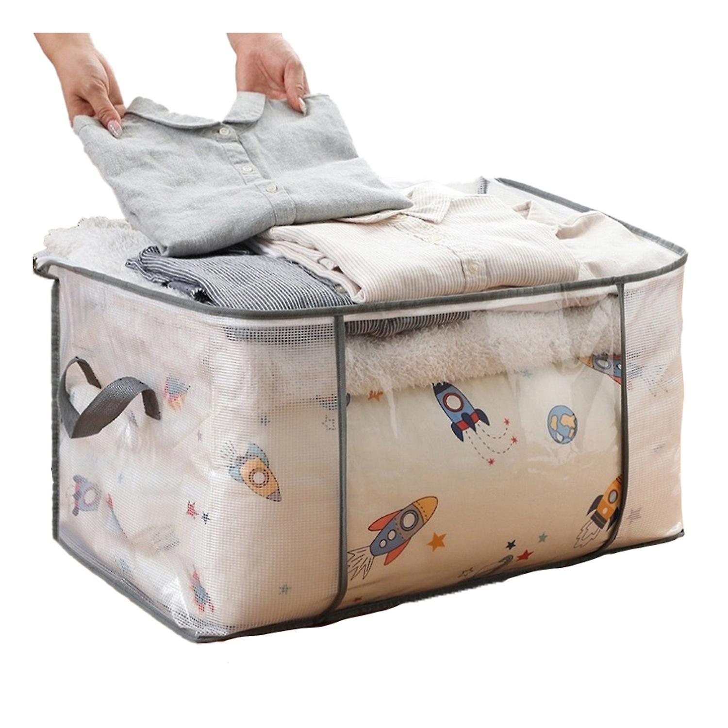 Foldable Quilt Storage Bag Large Capacity Water-proof Transparent Design Bedding Pouch 