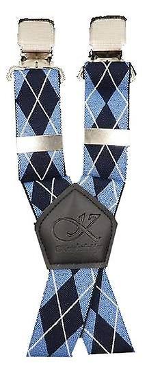 Knightsbridge Neckwear XL Argyle Clip Style Braces - Blue