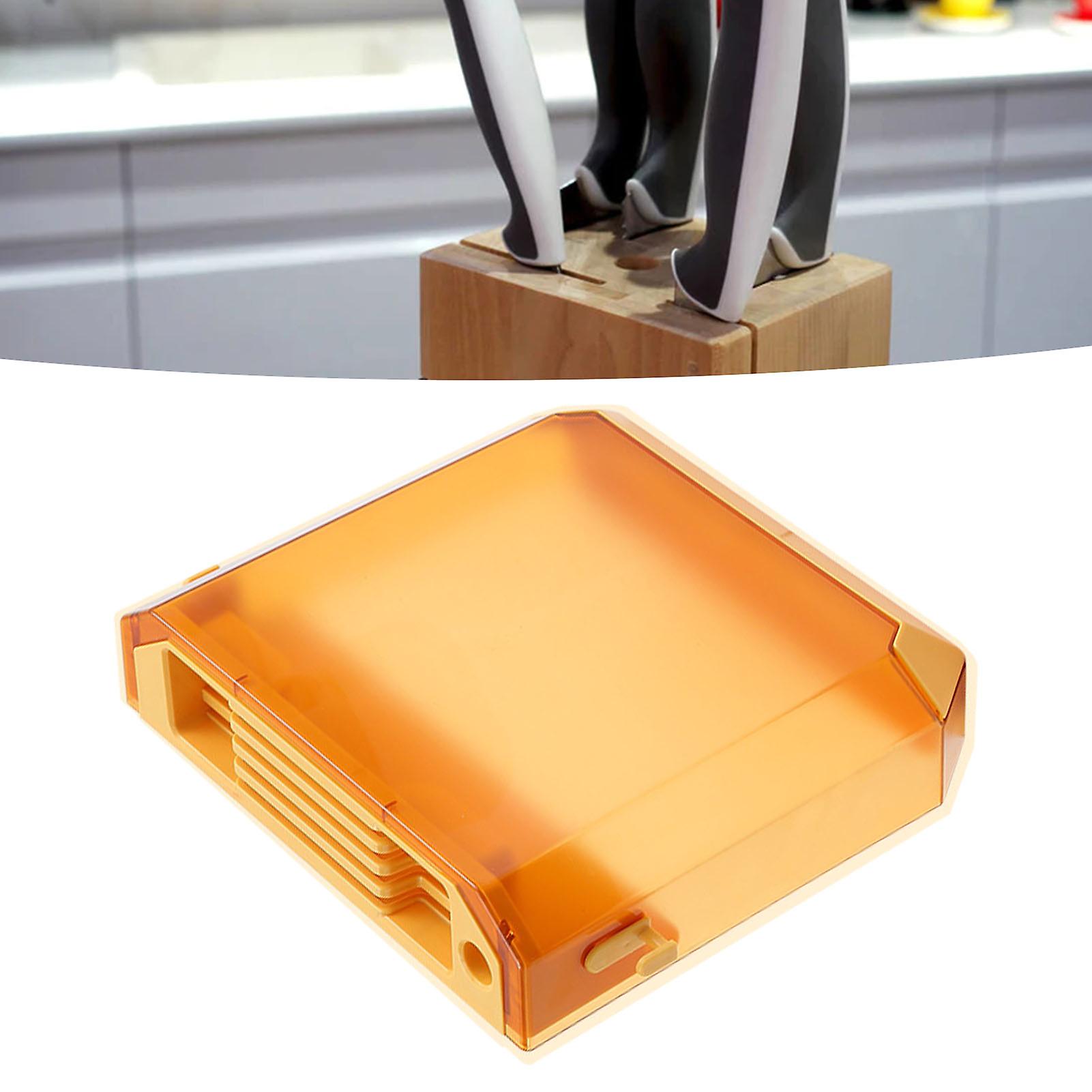 Wall Mounted Knife Holder Ultrathin Plastic Installation Box Storage Rack for Kitchen Yellow 