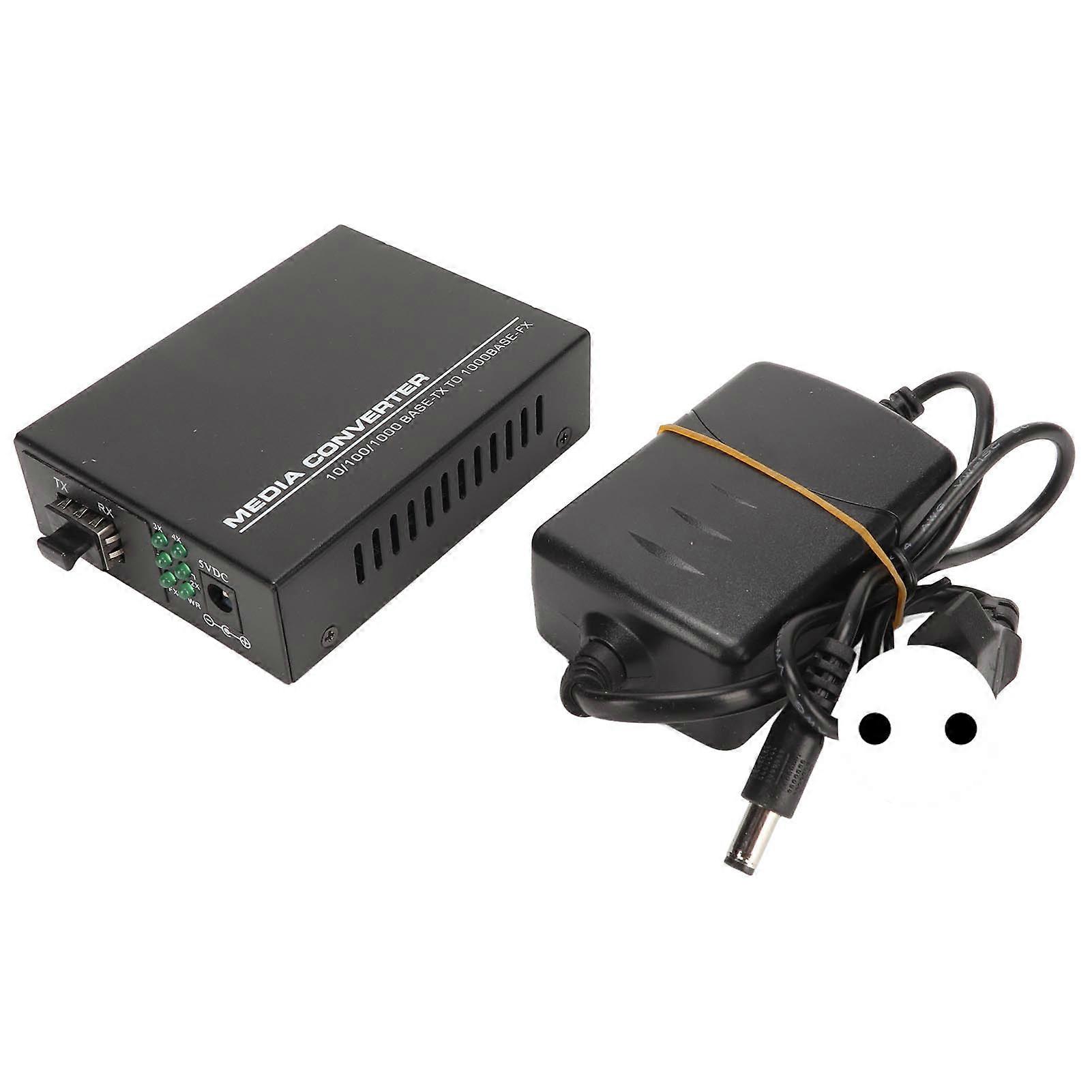 Gigabit Fiber Media Converter 1 Optical Port 4 Electrical Ports RJ45 Port Up to 25km SFP Fiber Transceiver Module 100-240V EU Plug
