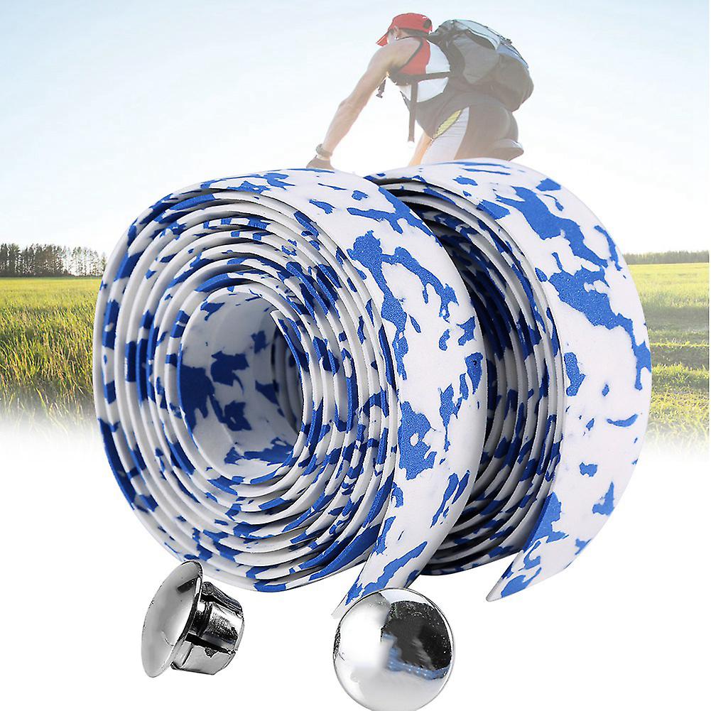 2pcs Cycling Road Bike Bicycle Handlebar Grip Wrap Tape 2 Bar Plugs(Black+White) Bicycle Bar Tape Wrap