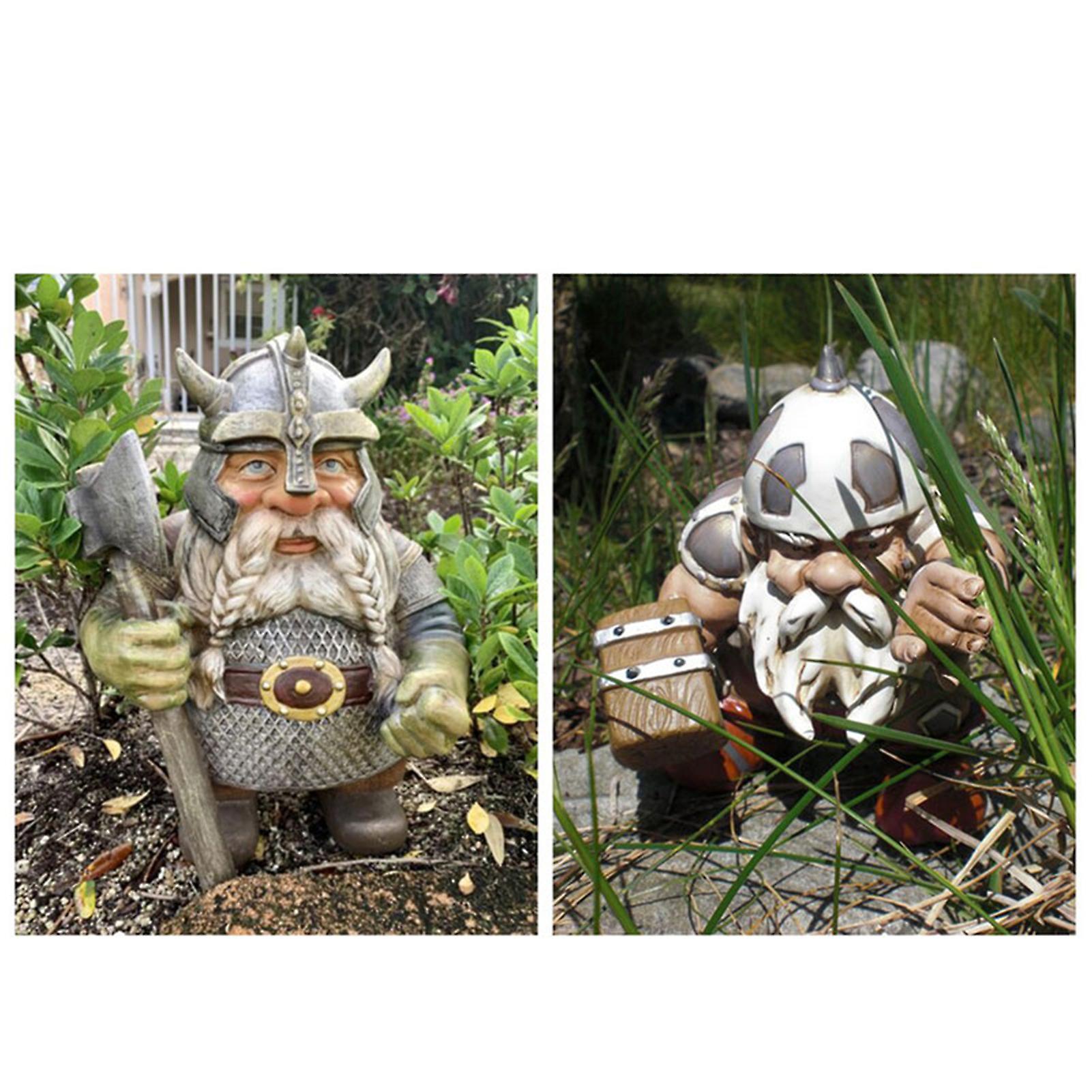 Viking Victor Norse Dwarf Gnome Statue Resin Sculpture Garden Yard Decoration
