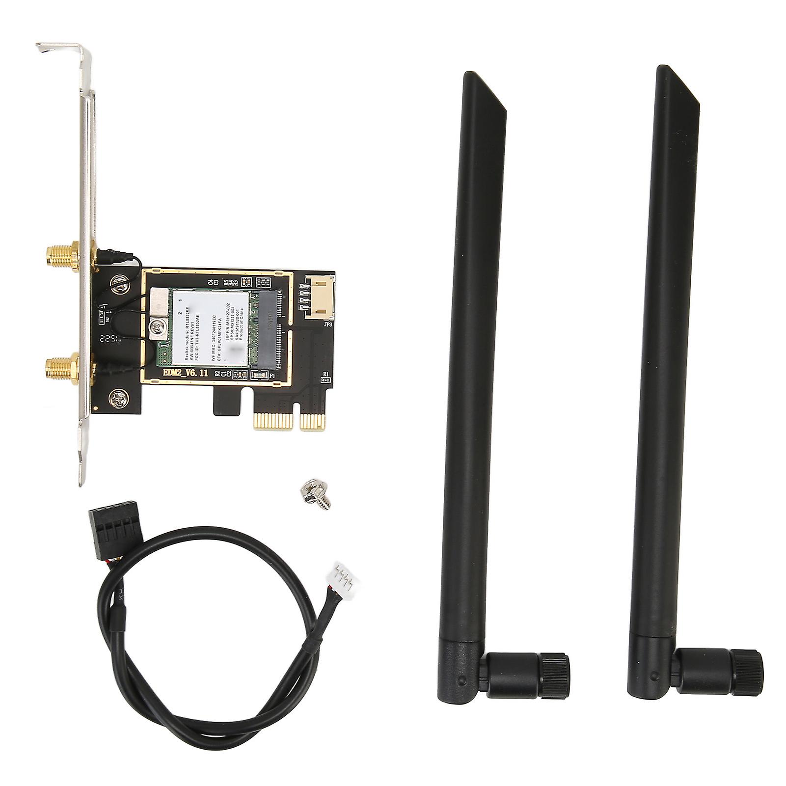 PCIe Network Card 1800Mbps BT5.2 2.4GHz/5GHz Dual Antenna MU MIMO PCIe WiFi for Windows 10/11 Desktop PC