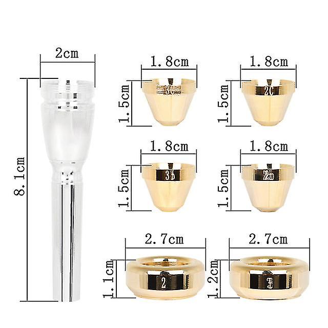Brass Silver Plated Trumpet Mouthpiece Set Suitable For 3c 2c 2b 3b Horn Mouthpiece For Beginners & Professional Players