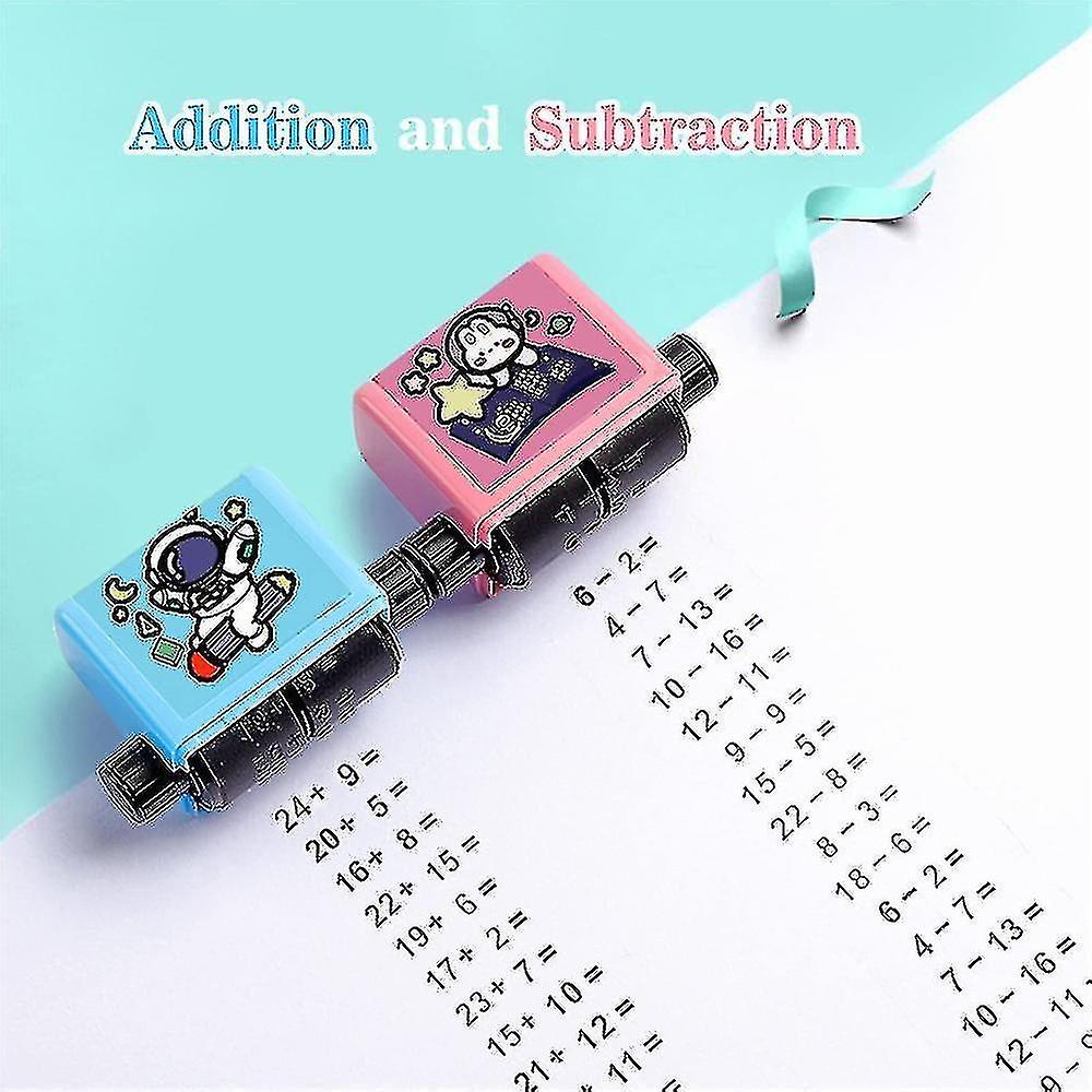 2pcs Addition And Subtraction Teaching Roller Stamps Math Practice Tools