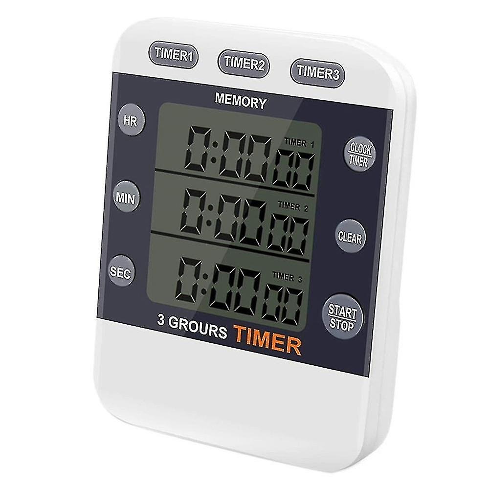 Digital Timer 100 Hour Triple Count Down/Up Clock Timer Kitchen Cooking Timer With Lcd Display Loud
