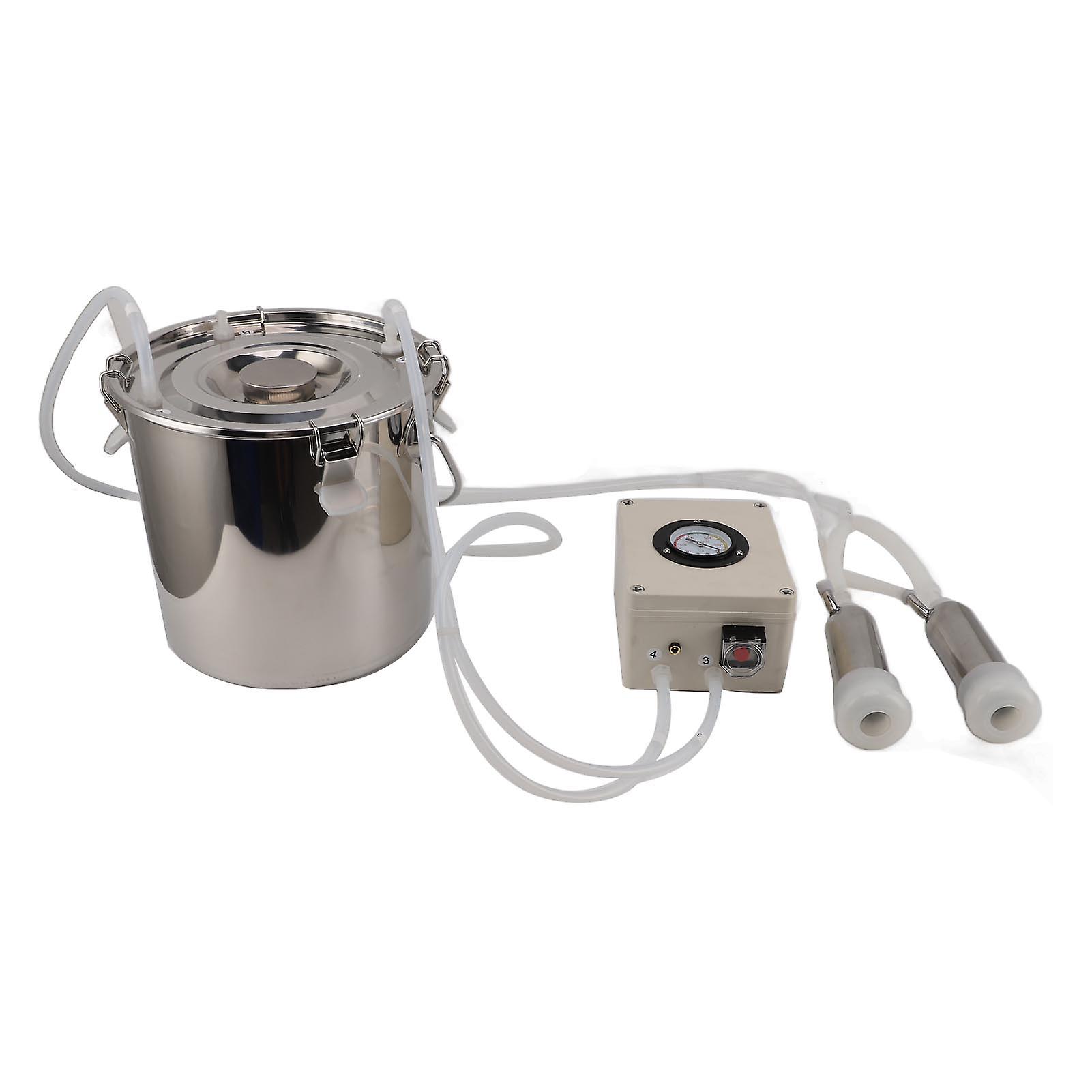 12L Mini Cow Milking Machine Portable Pulsation Vacuum Pump Milking Machine with 304 Stainless Steel Bucket for Cows US 100‑240V