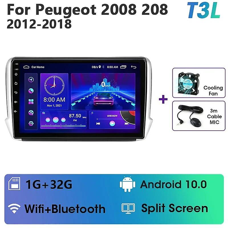 Redkid Jmcq 2 Din Android 12 Autoradio Pour Peugeot 2008 208 2012 - 2018 Lecteur Vidéo Multimédia Ca