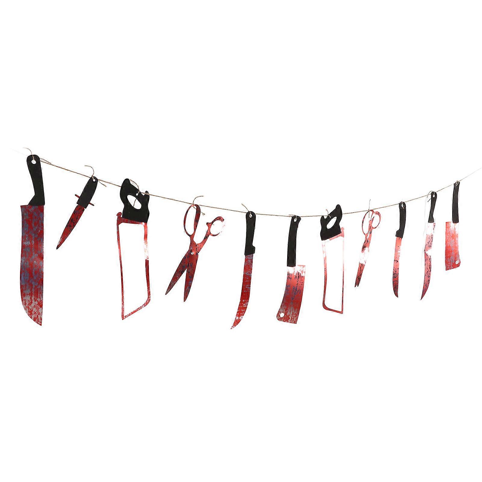 12Pcs Bloody Garland Banners Lifelike Knives Easily Use Halloween Zombie Party Decoration Supplies for Halloween Party NO.5523