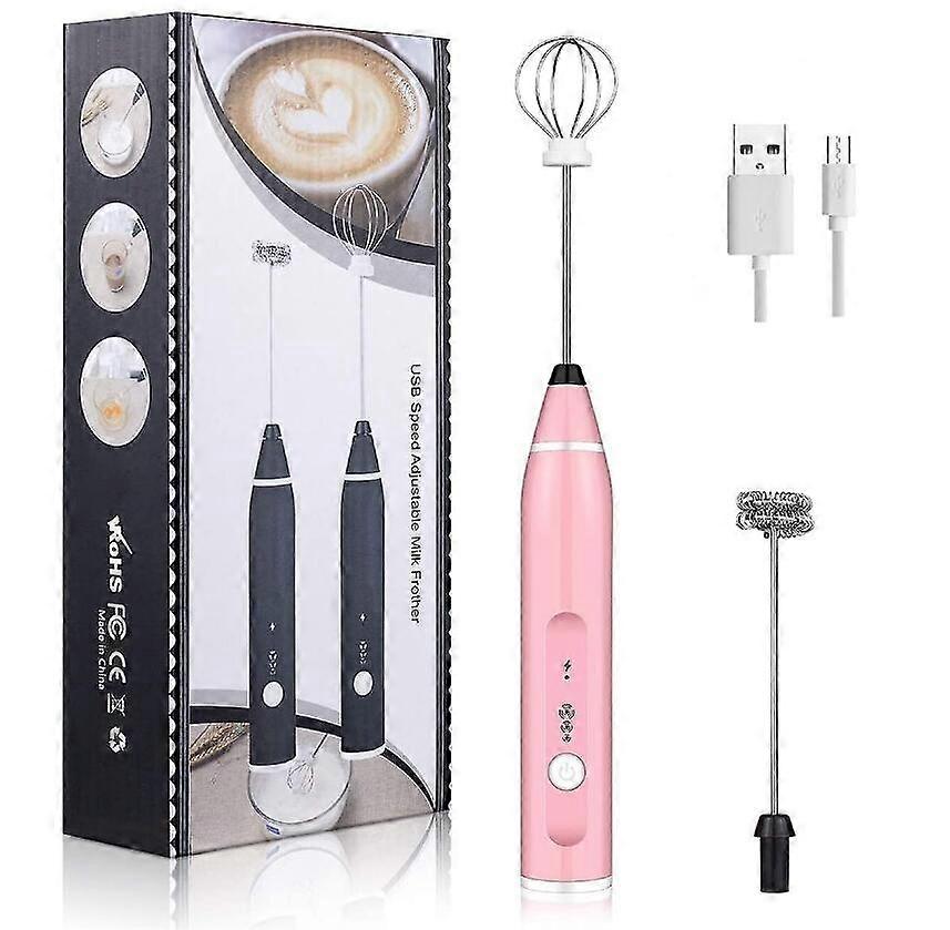 Electric Milk Frother Handheld Foam Maker Usb Egg Beater Rechargeable Drink Mixer With 3 Speeds