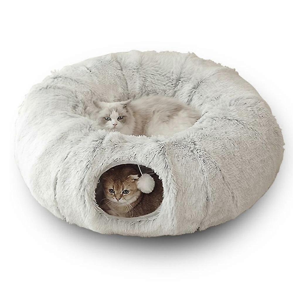 For Collapsible Cat Tunnel Bed Cave with Mat for Indoor Play - Durable Collapsible Cat Tunnel Bed Cave with Mat for Indoor Play and Rest