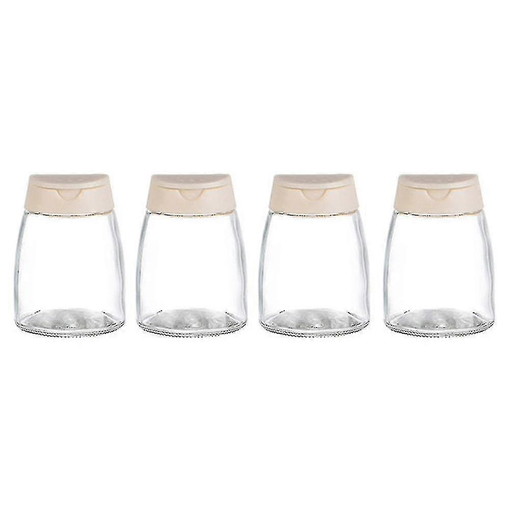 Lot de 4 shakers à assaisonnement à double couvercle, bouteilles en verre, shakers à épices, tamis, pots à épices pour barbecue, sel et