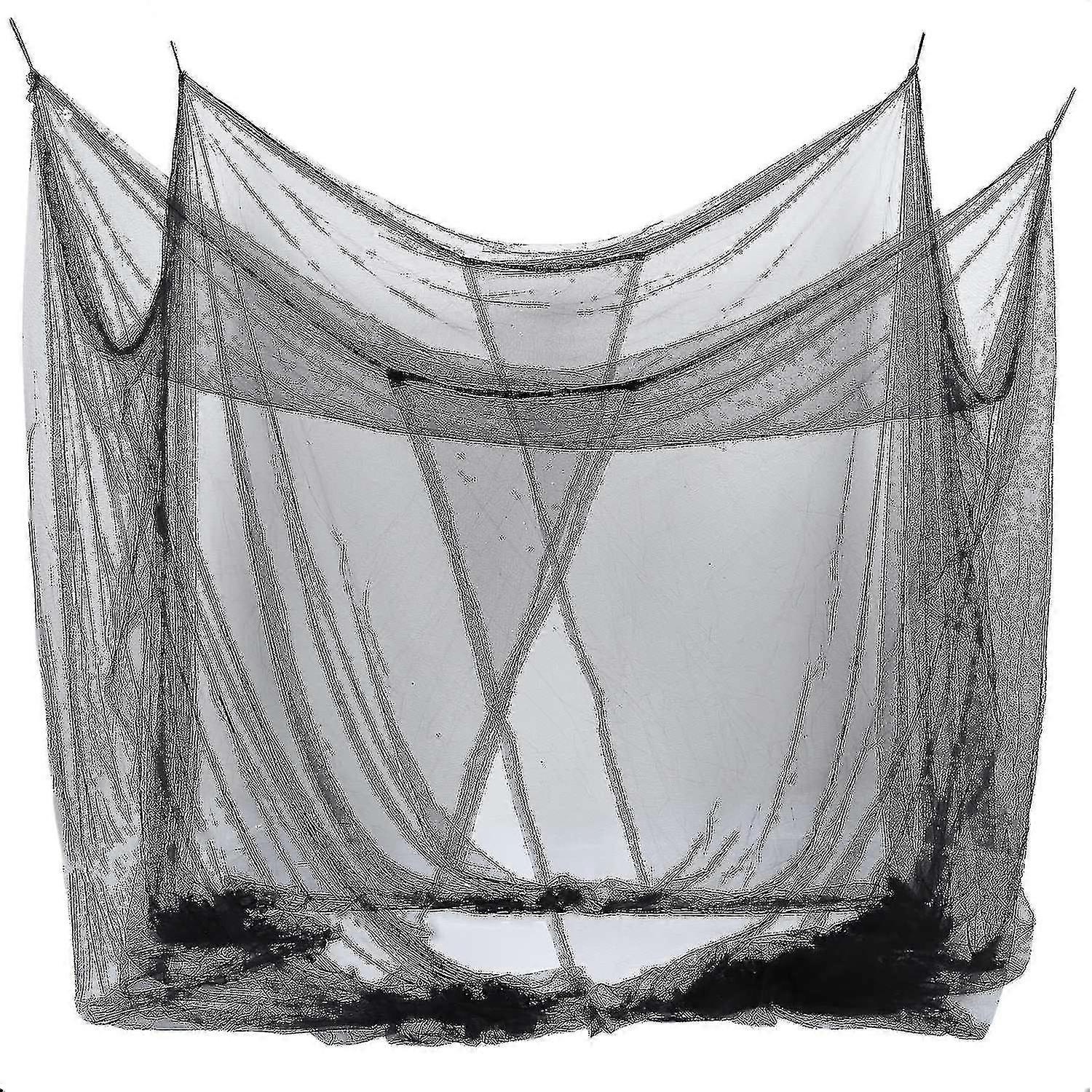 4-corner Bed Netting Canopy Mosquito Net For Queen/king Sized Bed 190*210*240cm (black) Tw