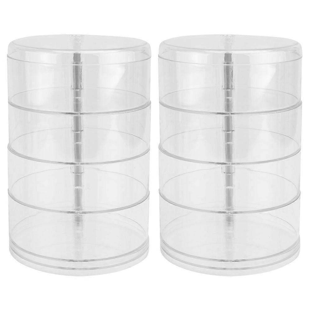 2pcs Multi-functional Makeup Organizer Multi-tier Rotating Cosmetics Storage Holder Clear Makeup Rack