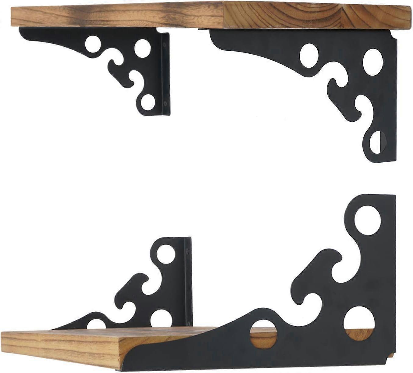 4 Pack Floating Shelf Brackets Multifunctional Corner Brace Shelf Support (6inch) Black