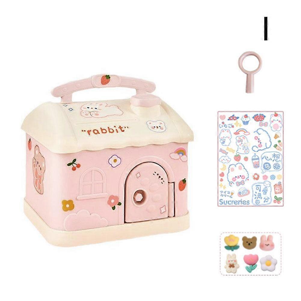 Cute cartoon house piggy bank saving jar children gift