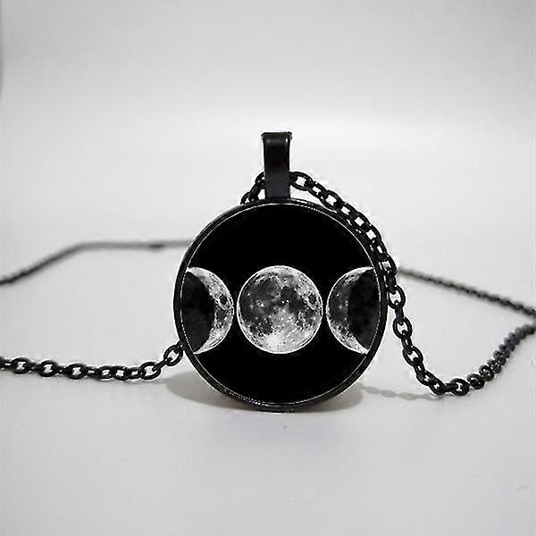 Triple Moon Goddess Wisiorek Witchcraft Mężczyźni I Kobiety Naszyjnik Szkło Okrągły Naszyjnik Moon Biżuteria Handmade Custom Picture