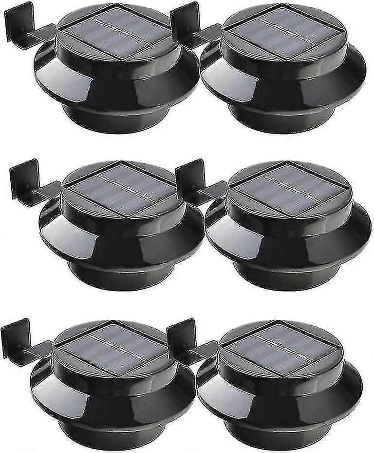 6個パック ソーラーパワー LEDライト 雨どい、フェンス、屋根、雨どい、庭、庭、壁用 ブラック