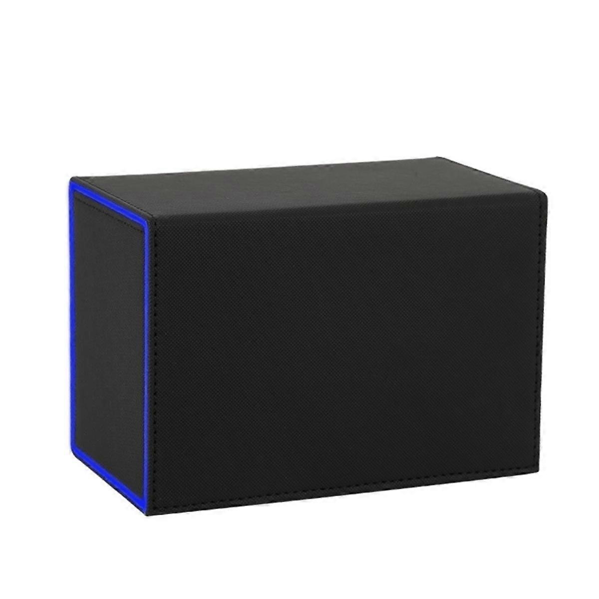 Card Deck Box, Premium Card Box with Flip Dice Tray , Card Deck Case Storage Box for Sports Game Cards Black+Blue