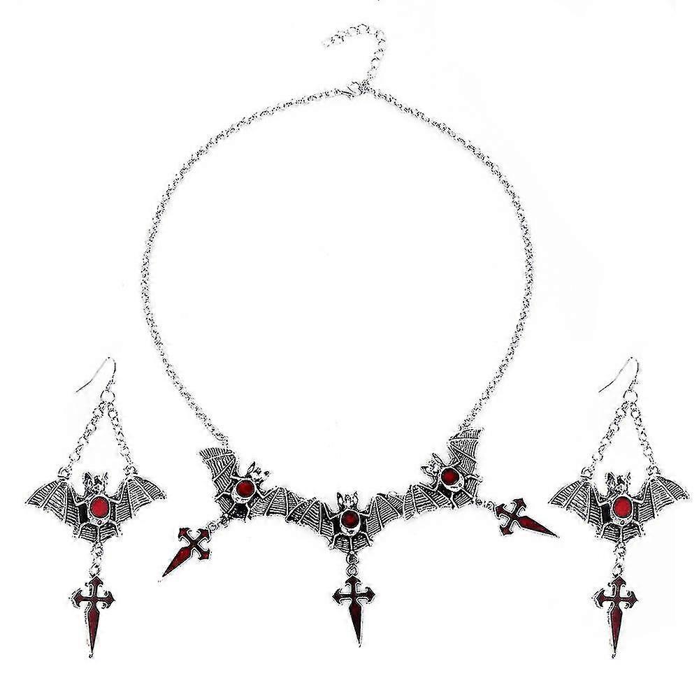 Halloween Bat Necklace Earring Set