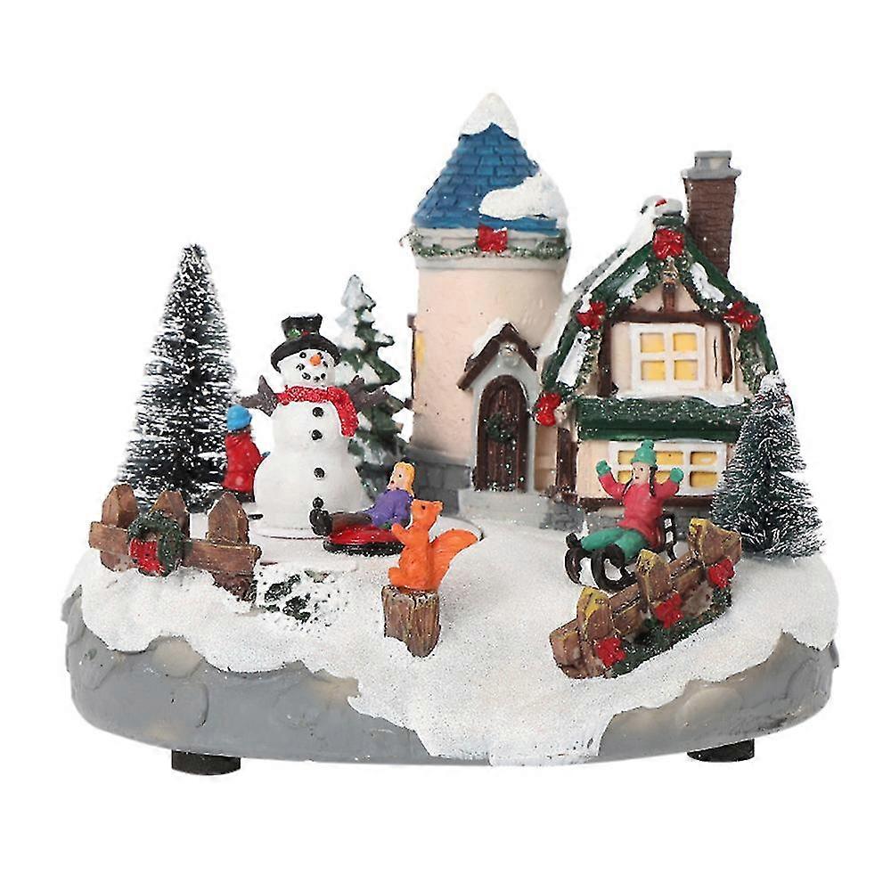 christmas village luminous lantern music snow view window decoration