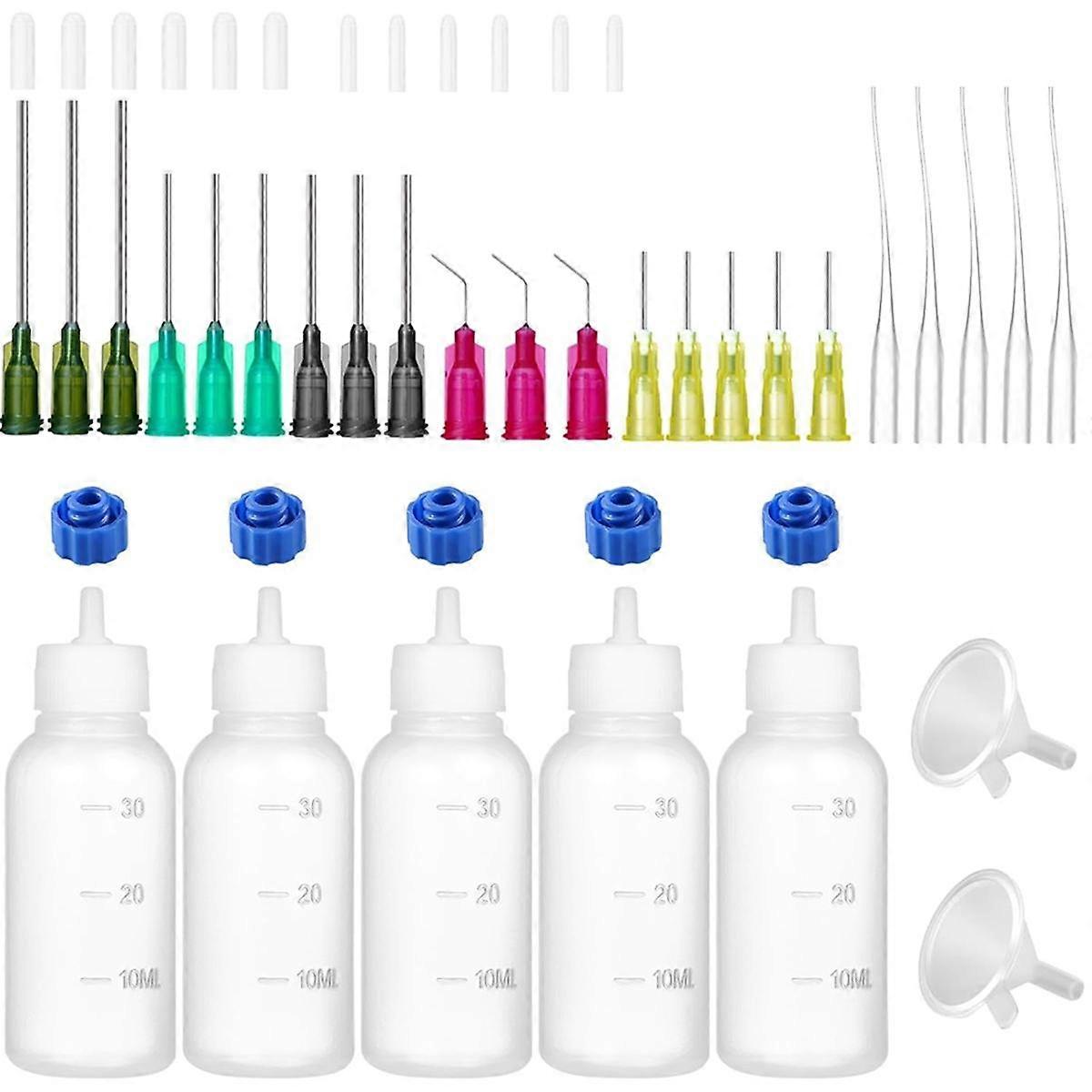 30ml Glue Precision Tip Applicator Bottle, Needle Tip Squeeze Bottle, 14ga 16ga 18ga 20ga 25ga Storage Cap Set 1