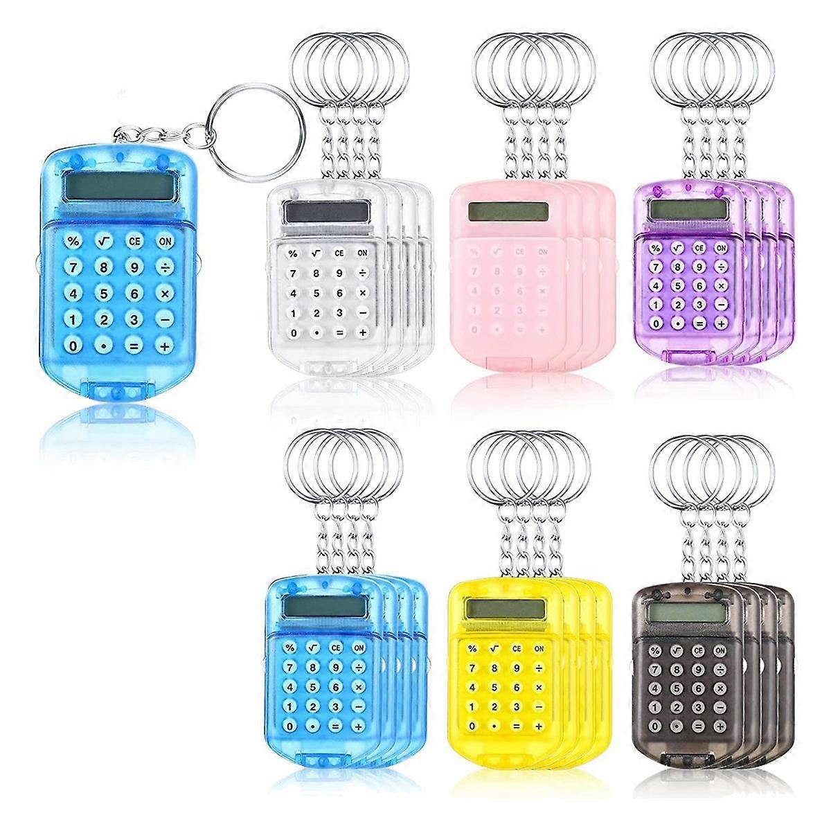24 Pcs Pocket Calculator Key Ring for Kids Mini Clear Flip Portable Calculator 8 Digit Electronic C