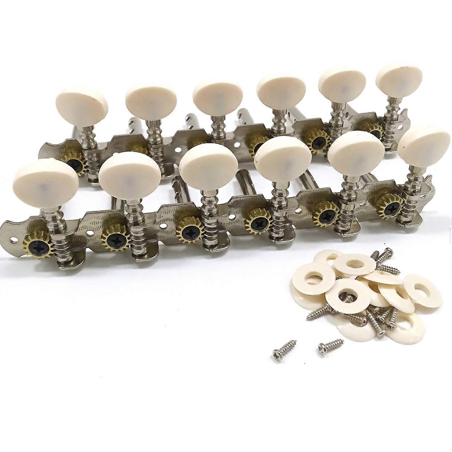 12 Strings Acoustic Guitar Tuning Pegs Chrome Plated Machine Heads 6L 6R Acoustic Guitar Instrument