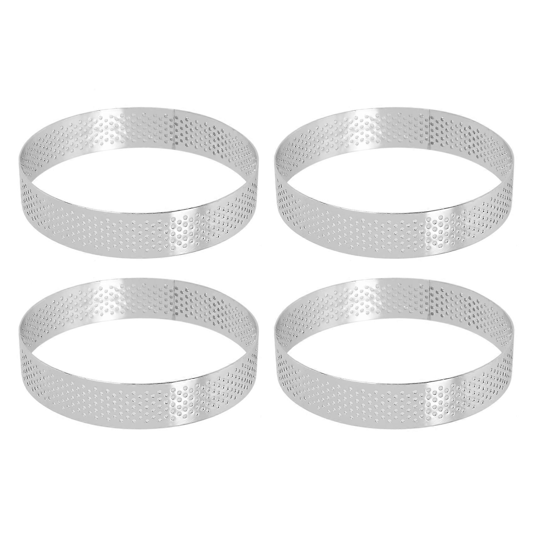4 Pcs Circular Porous Tart Ring Bottom Tower Pie Cake Mould Baking Heat-Resistant Perforated Cake M