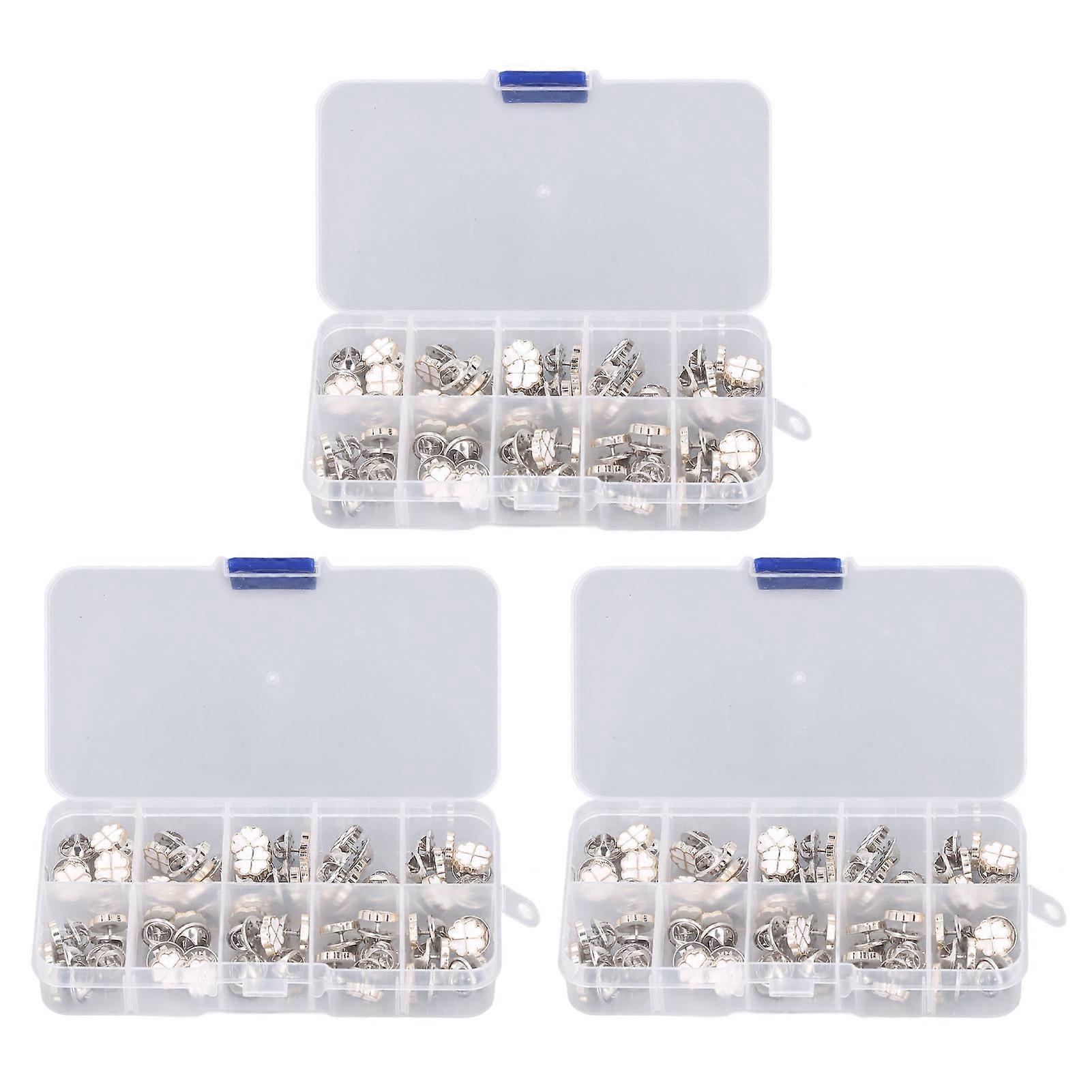150 Pcs White Four Leaf Clover Button Pins Anti Emptied Detachable Decorative Brooch Buckle for DIY Crafts Leather Processing