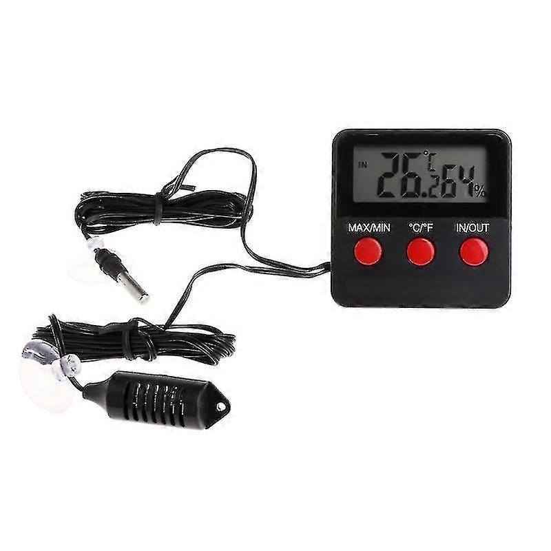 Digital Thermometer Hygrometer Pet Reptile Temperature Humidity W/ Remote Sensor