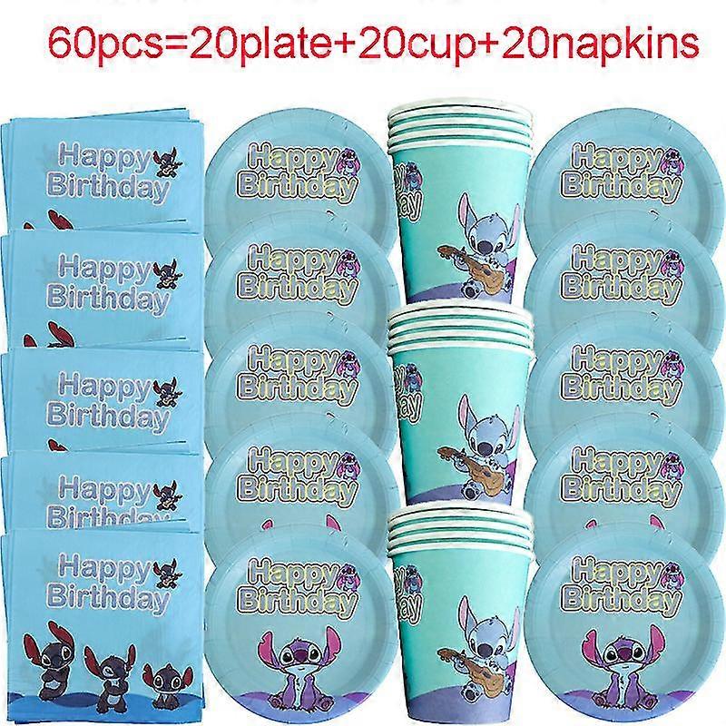 Disney Stitch Design Birthday Party Decorations Napkins Paper Cups Plates Boys Girls Baby Shower Disposable Tableware Supplies