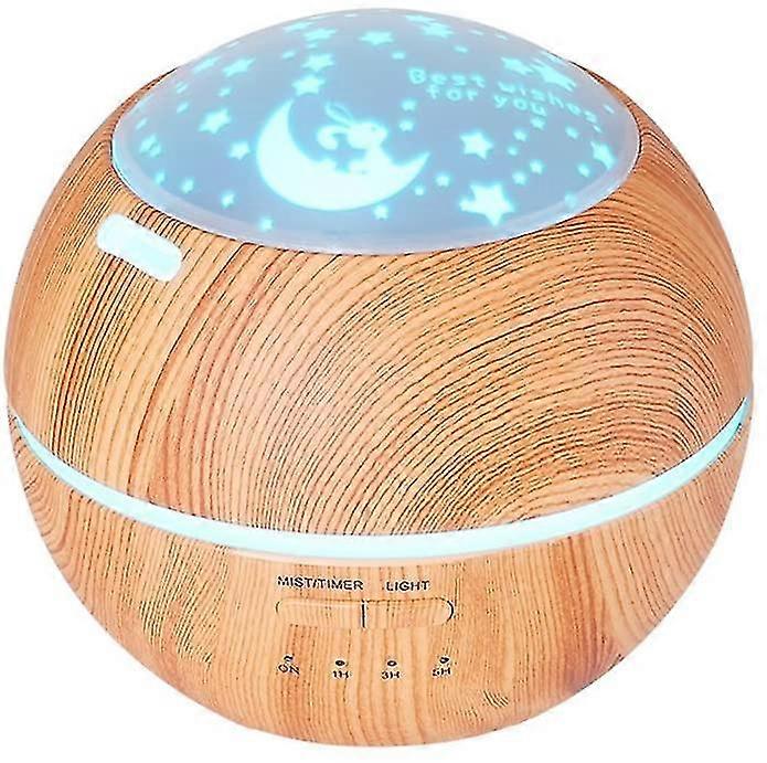 Round Ultrasonic Essential Oil Diffuser With Automatic Water Shutoff And 7-color Led Light, Suitable For Home Office Gifts (150ml, Light Brown)