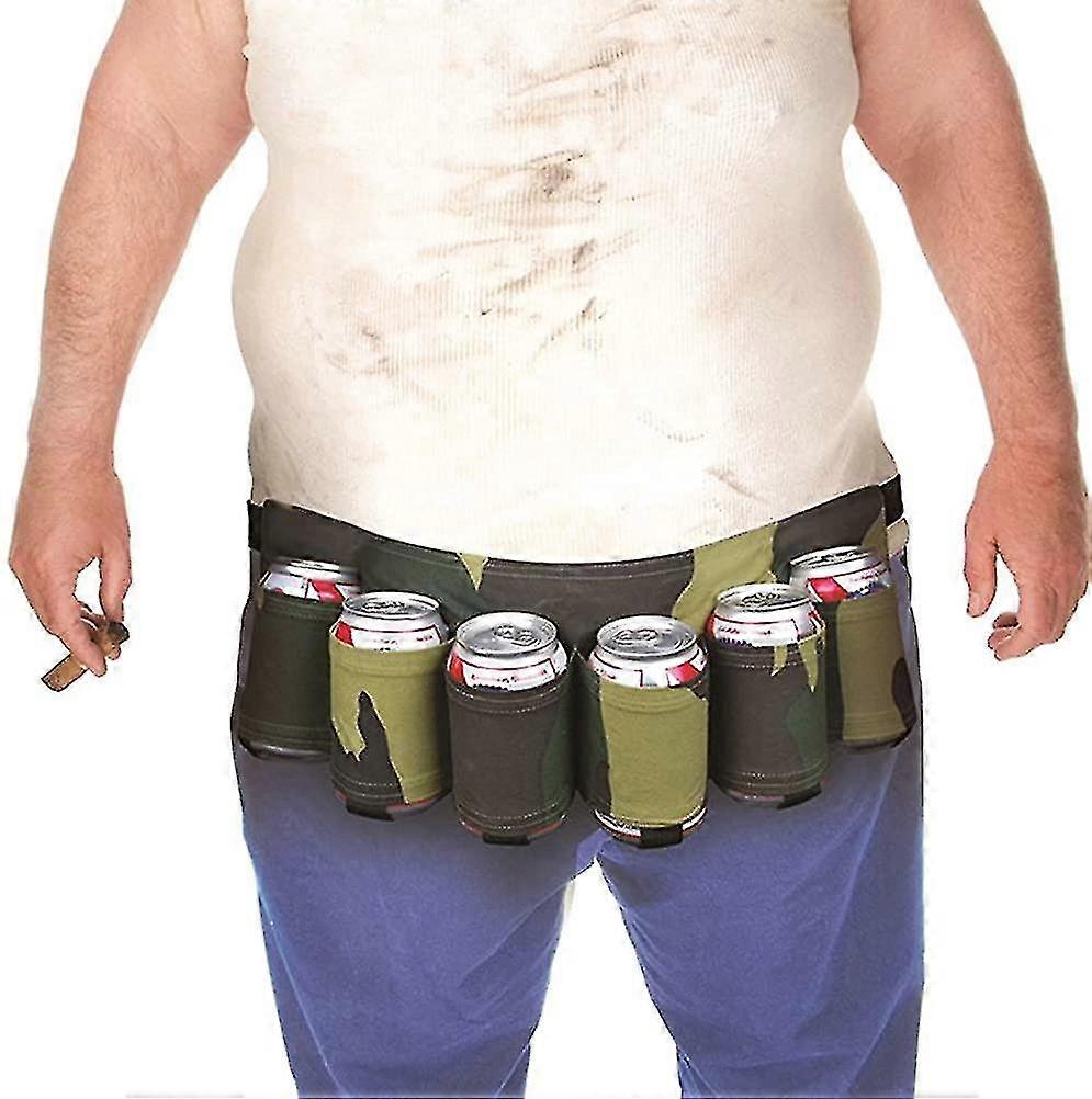 Yaju Beer Belt Portable Sports Waist Bag With 6 Cup Holders For Party Camping Rock Climbing, 1 Pack, Camo