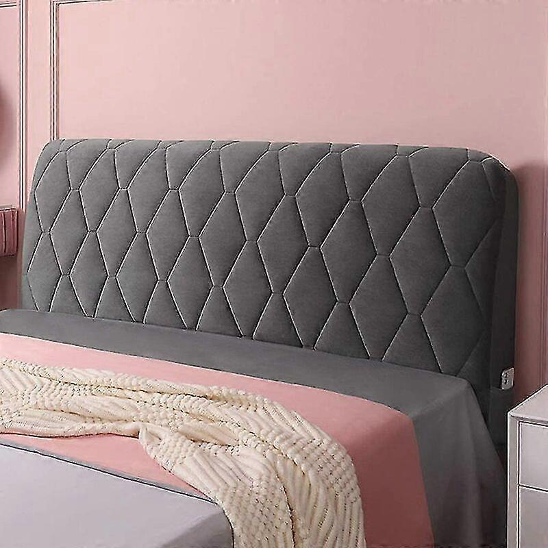 Headboard Cover 160cm Stretch Headboard Cover All-inclusive Fabric Upholstered Headboard (Color : Grey, Size : 63")