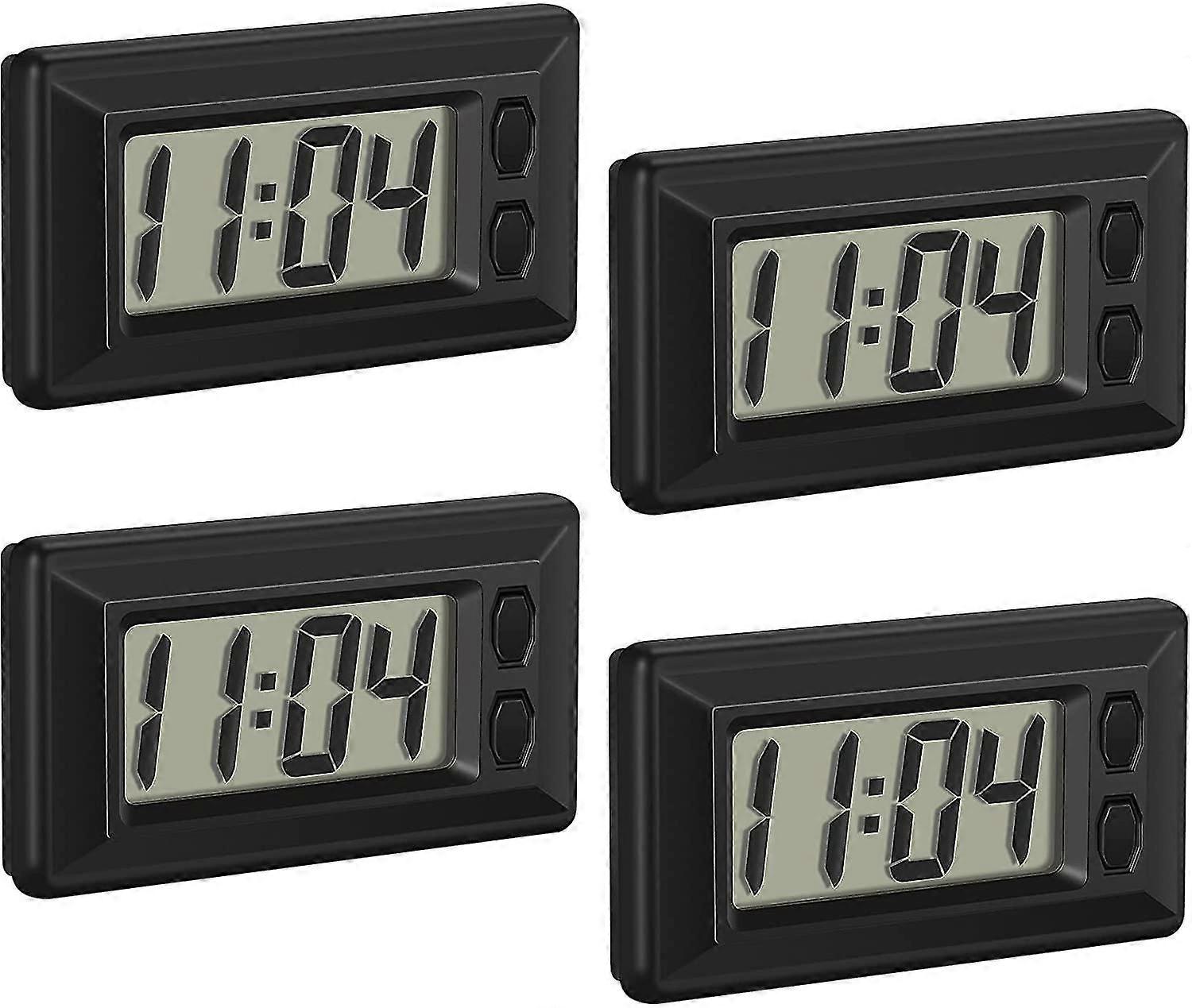 4 Pieces Electronic Clock With Adhesive Pad Lcd Digital Car Clock Table Car