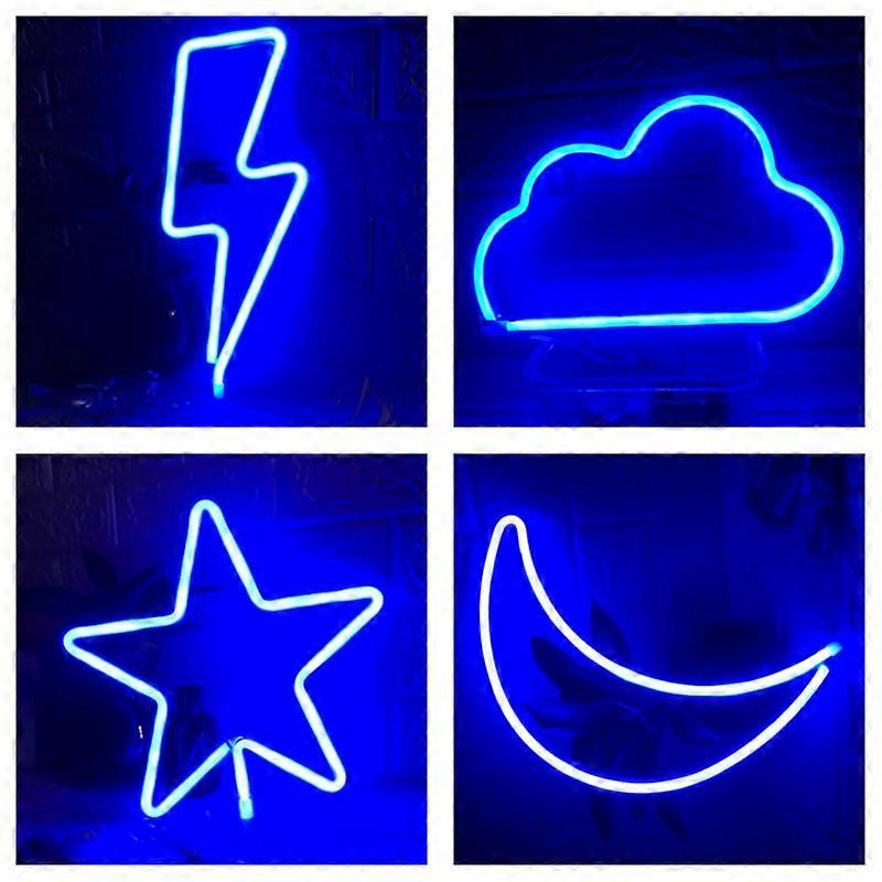 Neon Sign 4 Pack Star Moon Cloud lighting