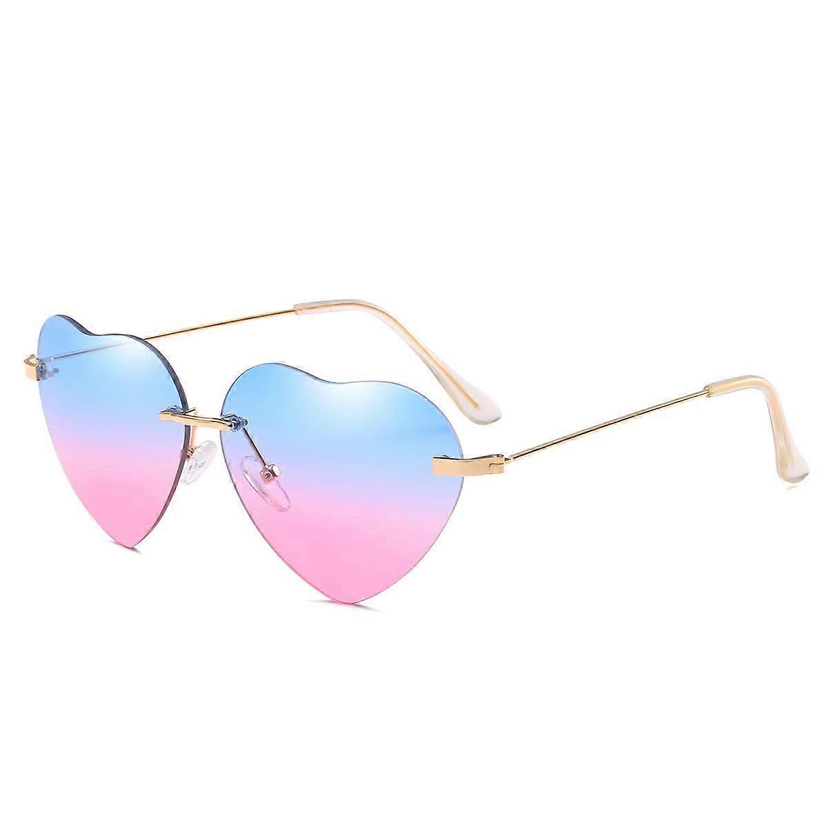 Gafas de sol para mujer en forma de corazón azul y rosa