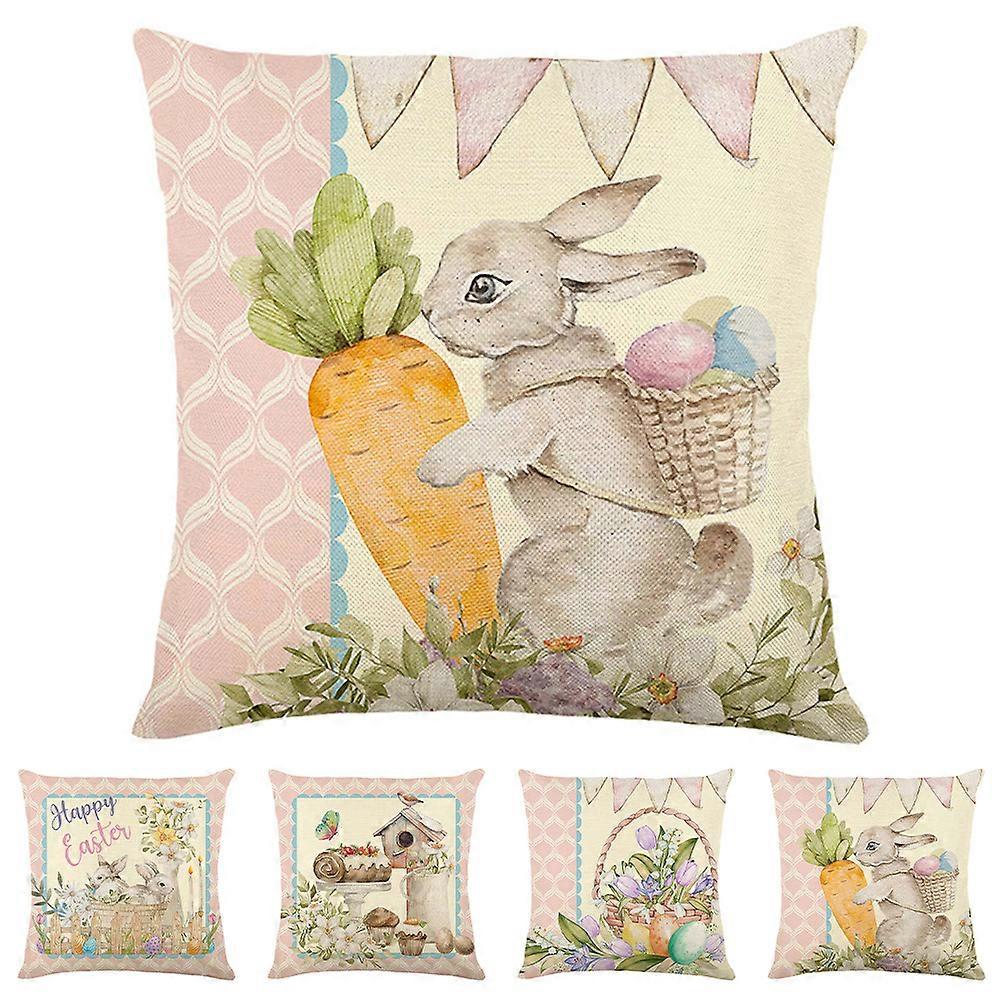 Easter Bunny Throw Pillow Case Rabbit Cushion Cover Sofa Bedroom Decor