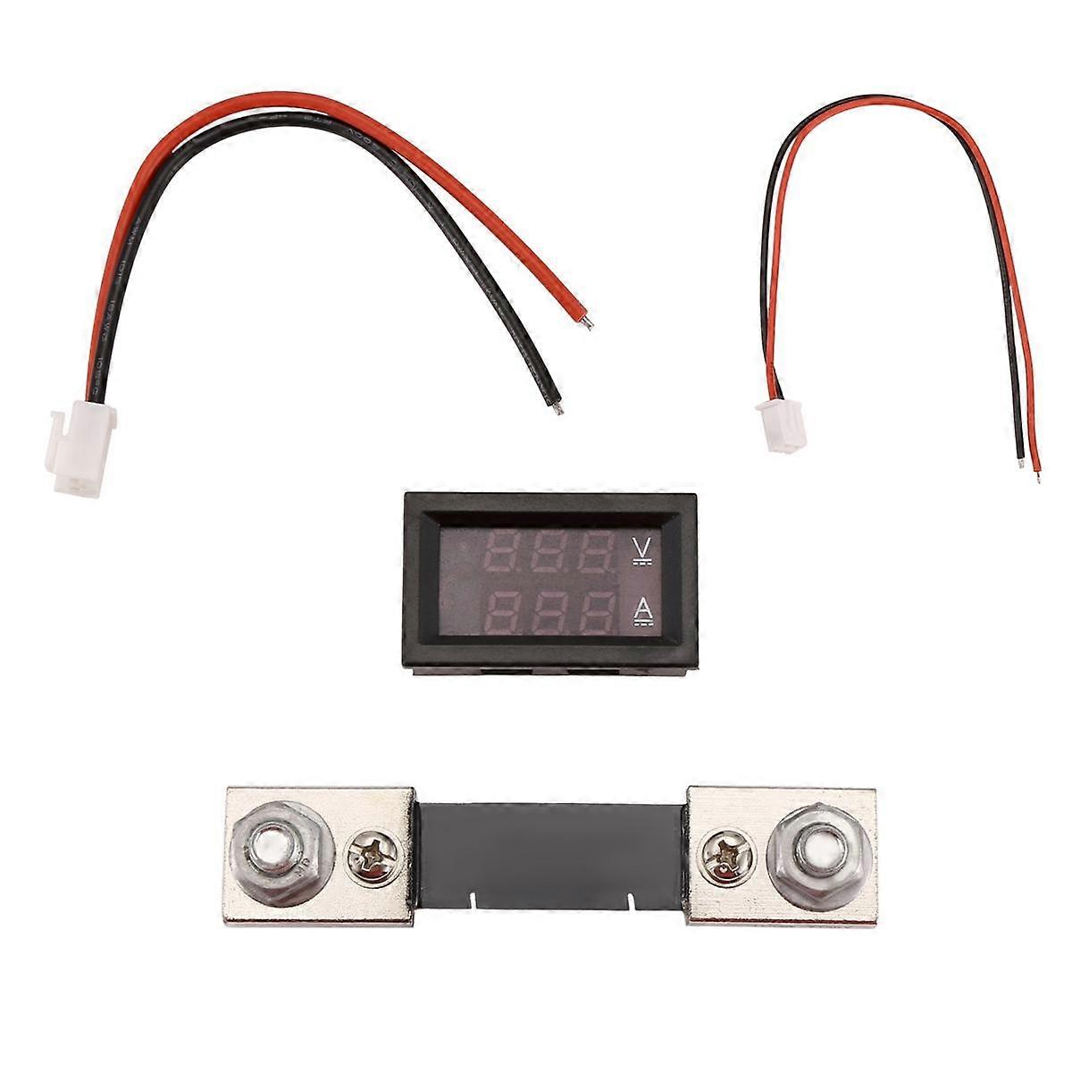 Misuratore di tensione e corrente digitale, misuratore di tensione a LED, doppio display DC, 7 V-100 V, 100 A, con shunt