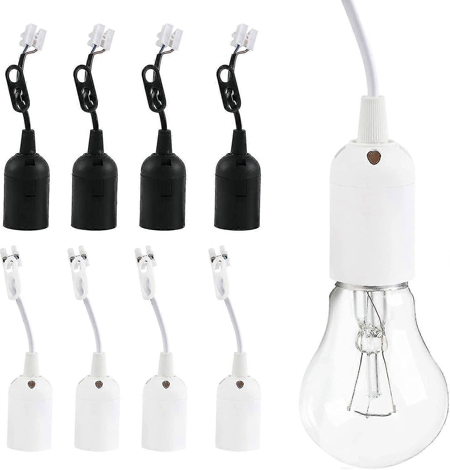 E27 Lamp Holders, 8 Pcs Lamp Holder Socket, Plastic Bulb Base With Cable