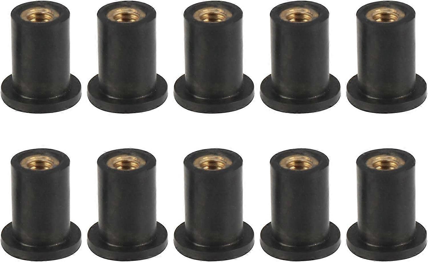 M4 Rak Gummi Vindruteskruvar Mutter för MotorcykelSvart10st 