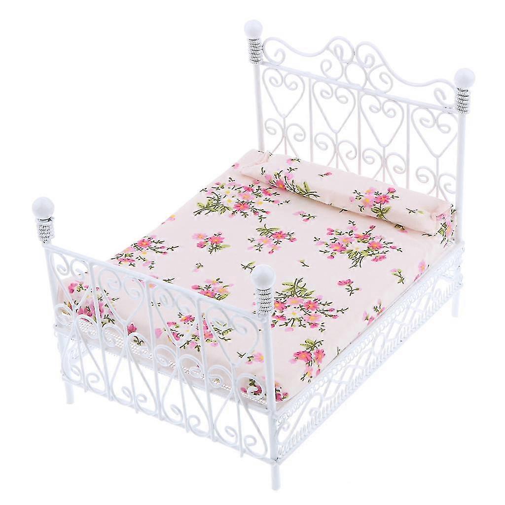 Miniature Metal European Retro Double Bed
