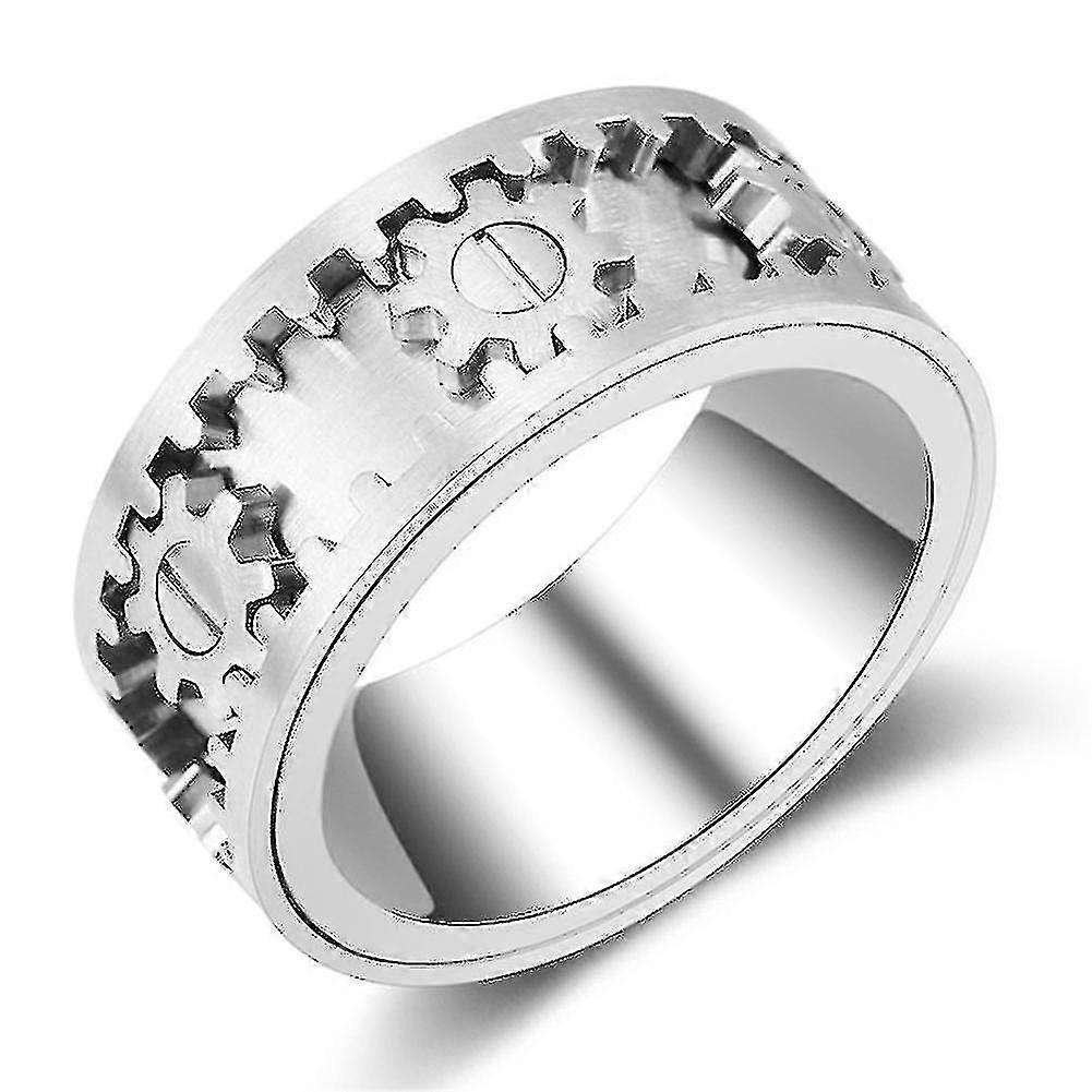 Alg Rotating Gear Ring Stainless Steel Machinery Wind Designer Decompression Ring-size:7