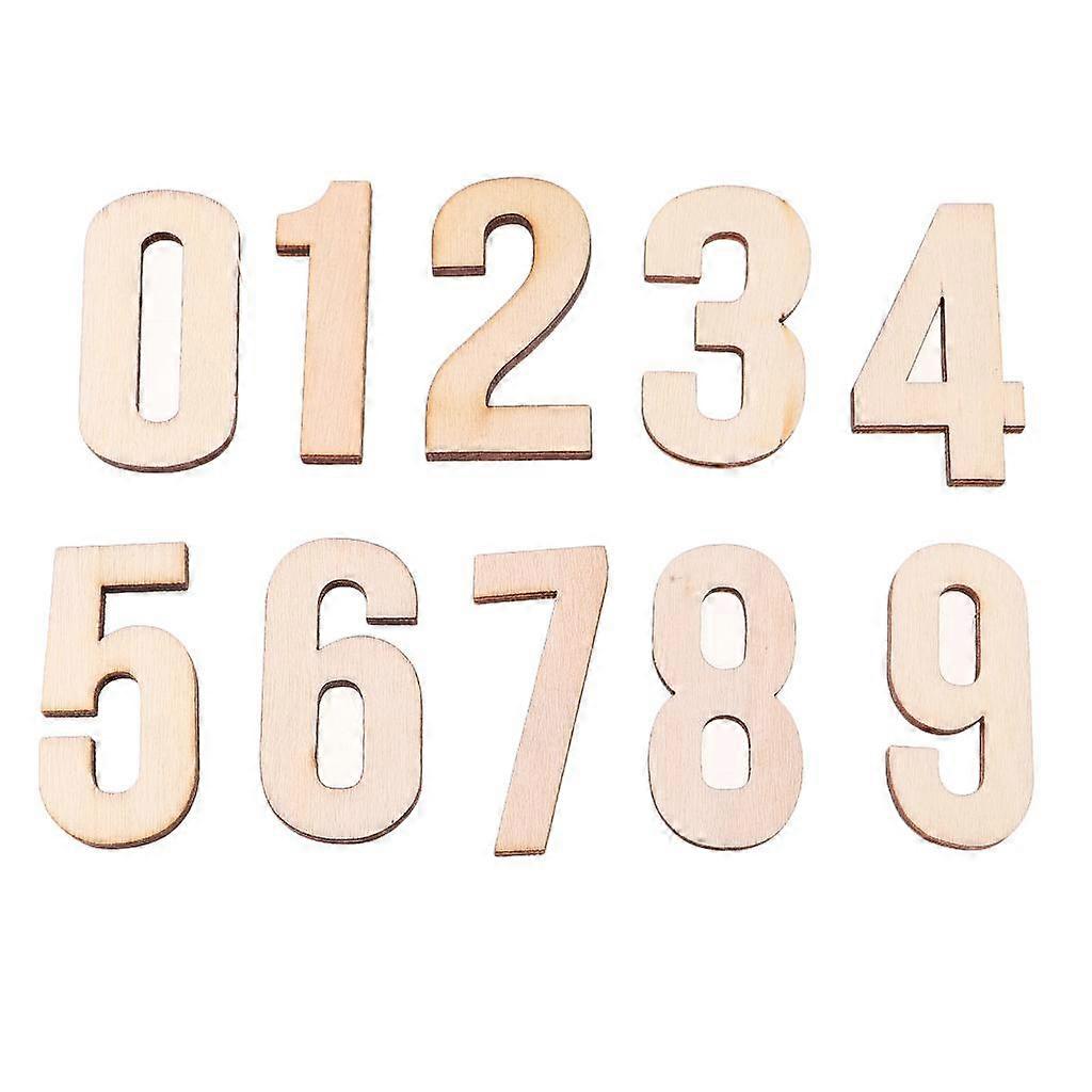 57 × 10 × شكل خشبي غير مكتمل 0-9 قطع أرقام عربية لحرفة الرسم DIY