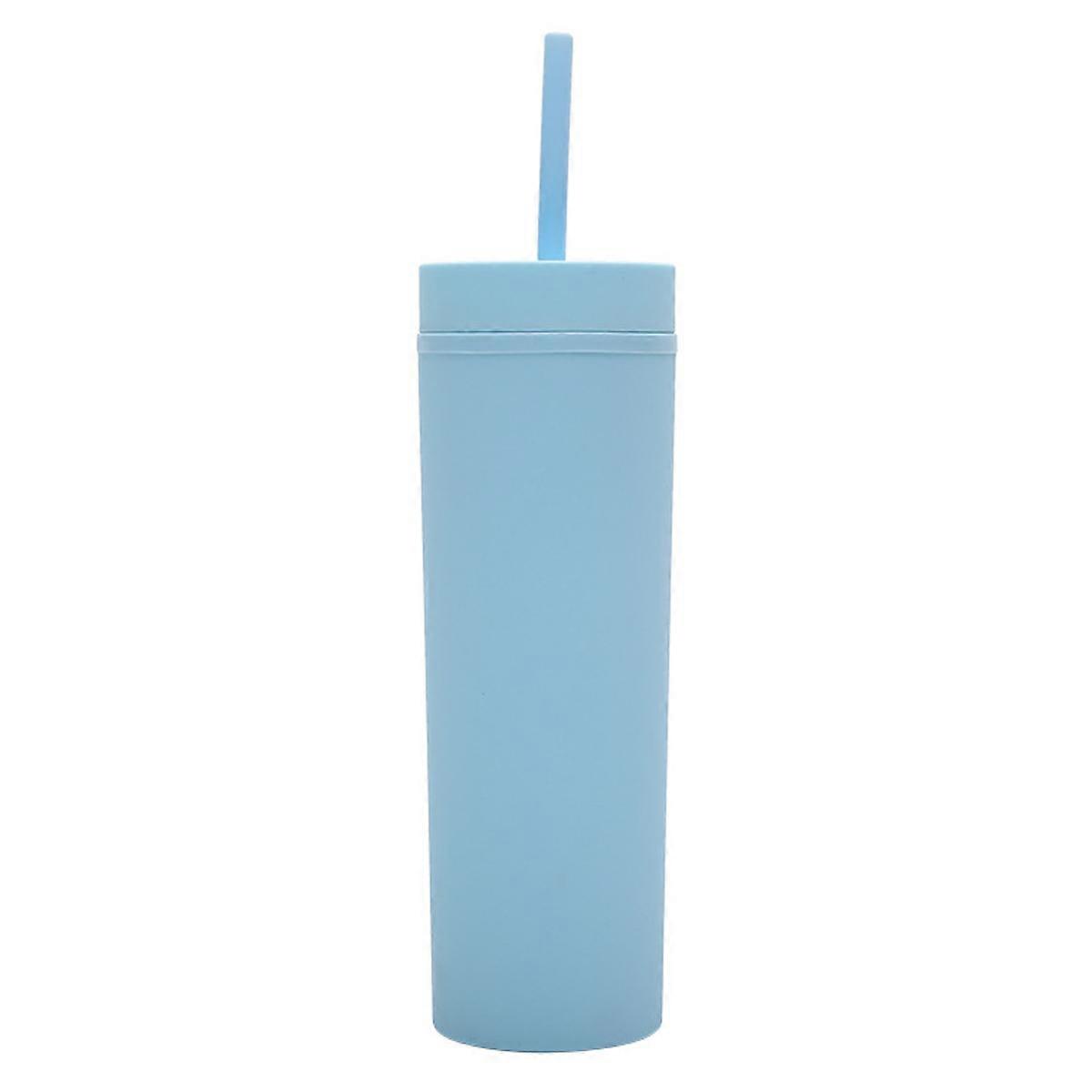 16Oz flat plastic cup, reusable oversized cup, without bisphenol A, with lid and straw.