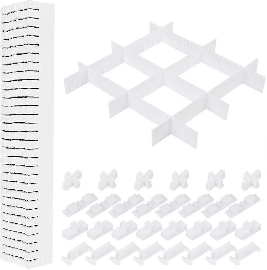 Set of 40 DIY Drawer Organiser/Grid Drawer Divider/Drawer Storage/Drawer Divider Plastic Adjustable Drawer Dividers 40.5 x 5cm for Socks
