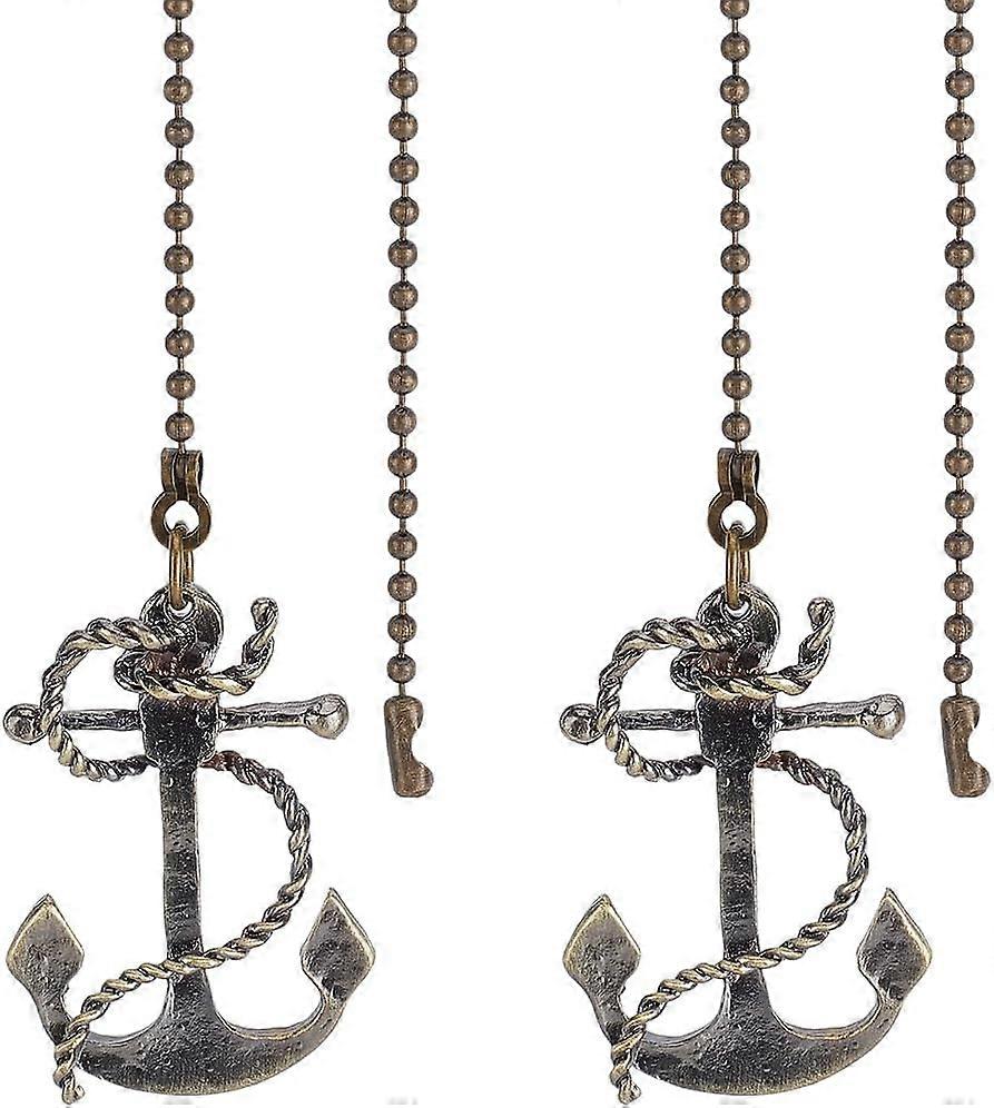 2Pcs Ceiling Fan Pull Chain 15 Inches Anchor Decorative Beaded Ball Pull String Ornament Pendant Extension Chains for Ceiling Light Lamp Fan Chain Ext
