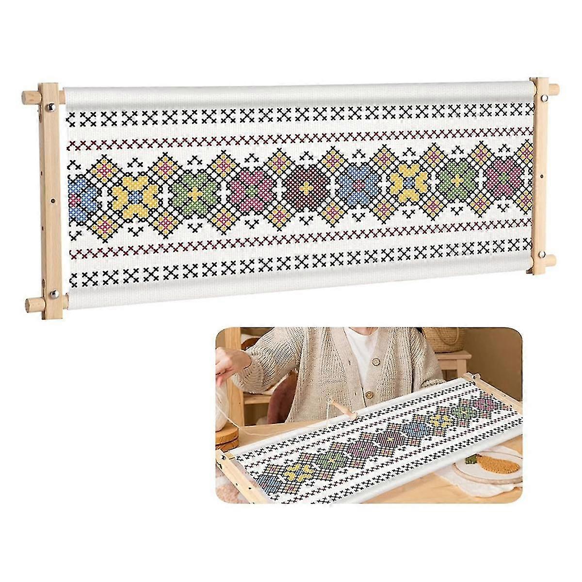 32.8 x 12 inch cadru cusătură încrucișată, defilare broderie, cadru de lucru din lemn, suport pentru lucrul cu ace, instrument cu clemă de lucru cu ac